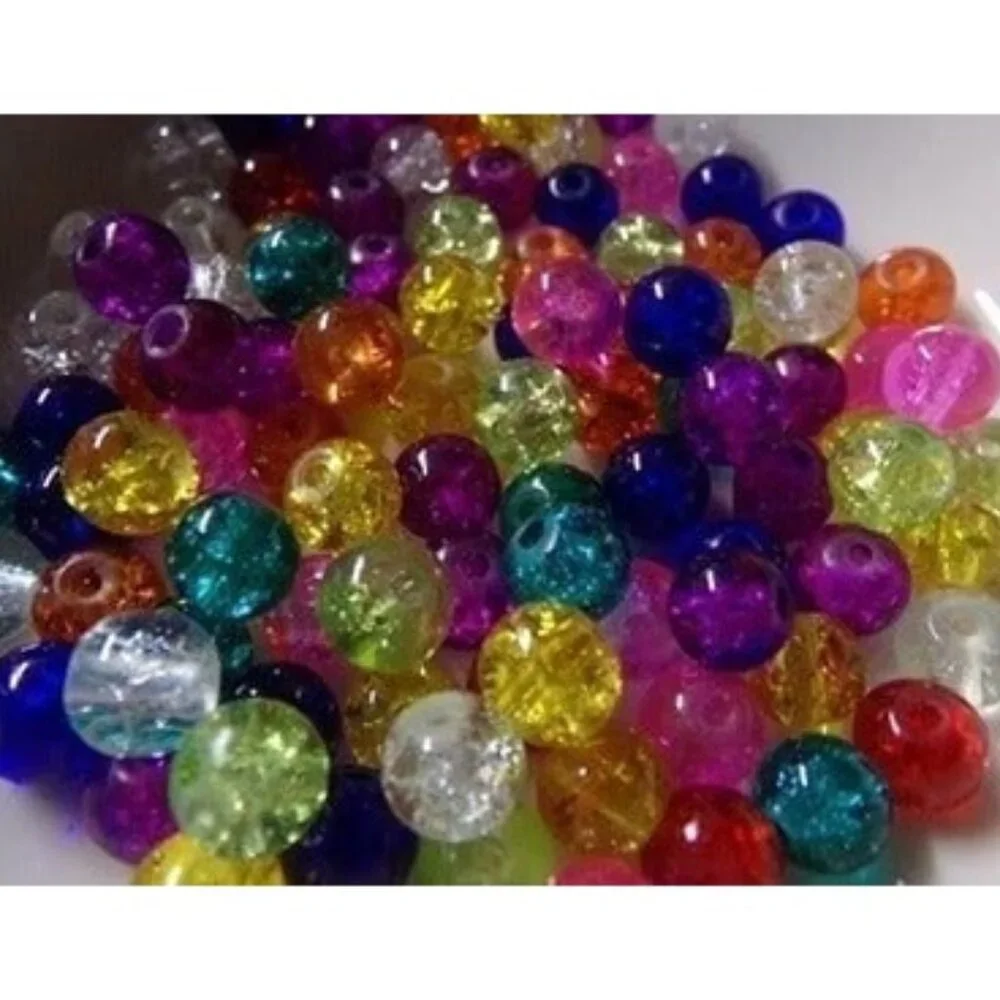 100 pc Mixed Color Crackle Glass Beads 6mm